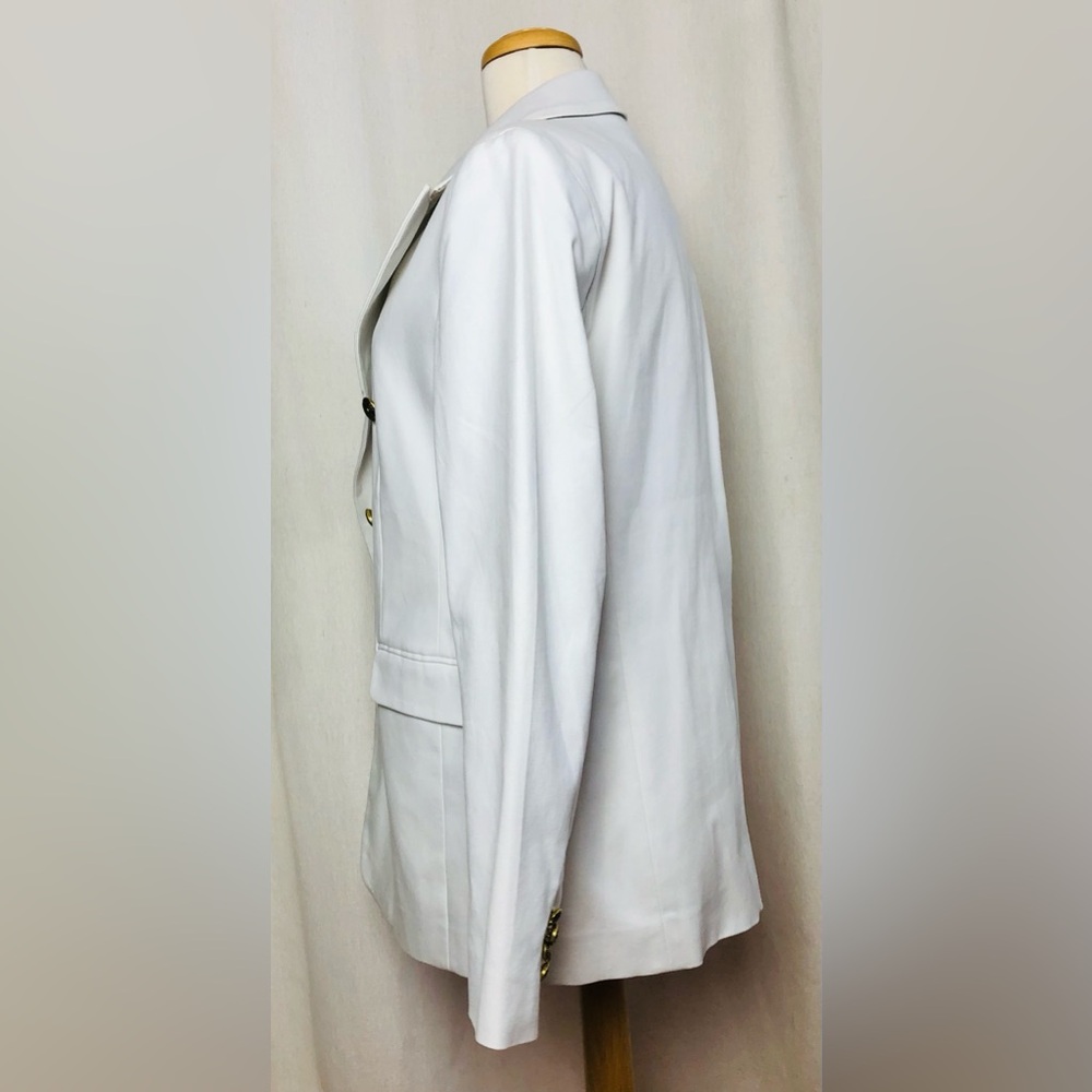 Banana Republic Blazer 12 White Double Breasted Gold Button Career Cotton Jacket - Picture 7 of 16